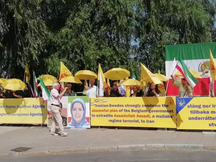 تحصن ایرانیان آزاده در استکهلم در مقابل سفارت بلژیک، علیه توافق شرم‌آور با رژیم آخوندی - ۲۹تیرماه