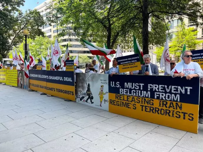 هشتمین روز تحصن ایرانیان آزاده در واشنگتن علیه توافق شرم‌آور میان دولت بلژیک و رژیم آخوندی - ۲۲تیر