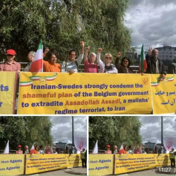 -تظاهرات ایرانیان آزاده در استکهلم سوئد علیه معامله شرم‌آور دولت بلژیک