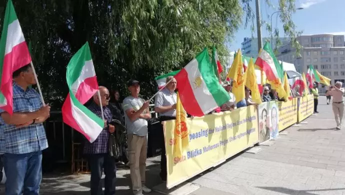 تحصن ایرانیان آزاده در استکهلم سوئد در برابر سفارت بلژیک علیه توافق شرم‌آور