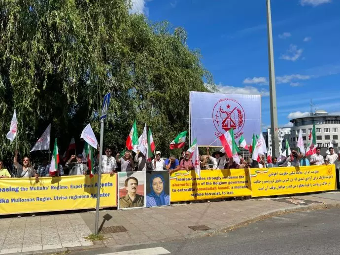 -تحصن ایرانیان آزاده در مقابل سفارت بلژیک در استکهلم علیه توافق شرم‌آور با رژیم آخوندی - ۲۱تیرماه - 1