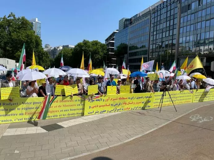 تظاهرات هواداران مجاهدین در مقابل پارلمان و نخست‌وزیری بلژیک در بروکسل ۲۸تیرماه