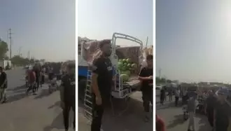 آبادان - اعتراض دست‌فروشان در میدان سید