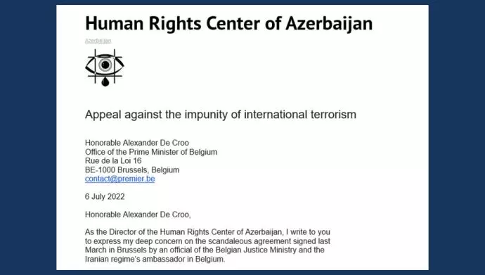 نامه مرکز حقوق‌بشر آذربایجان به نخست‌وزیر بلژیک