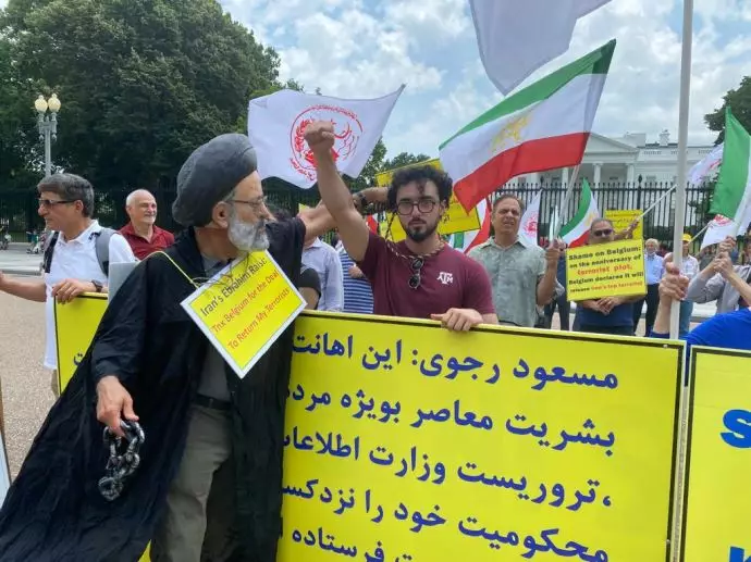 آکسیون اعتراضی ایرانیان آزاده در برابر کاخ‌سفید علیه توافق شرم‌آور دولت بلژیک با رژیم آخوندی - ۱۷تیرماه