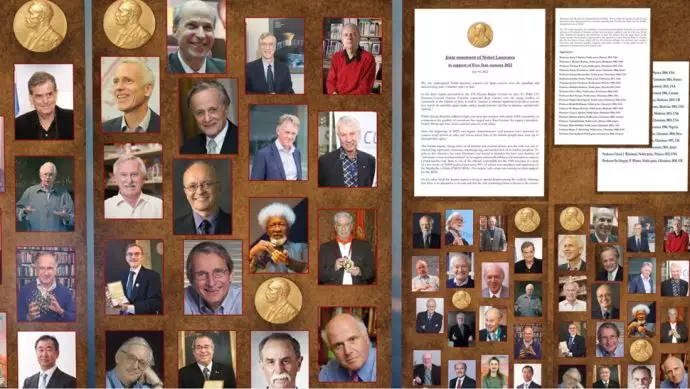 بیانیه مشترک ۳۵تن از برندگان جایزه نوبل در حمایت از تظاهرات و گردهماییهای جهانی ایران آزاد ۲۰۲۲