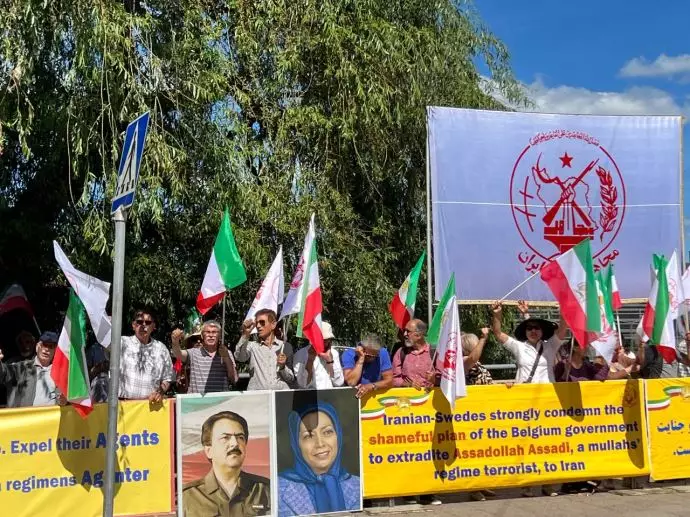 -تحصن ایرانیان آزاده در مقابل سفارت بلژیک در استکهلم علیه توافق شرم‌آور با رژیم آخوندی - ۲۱تیرماه - 3