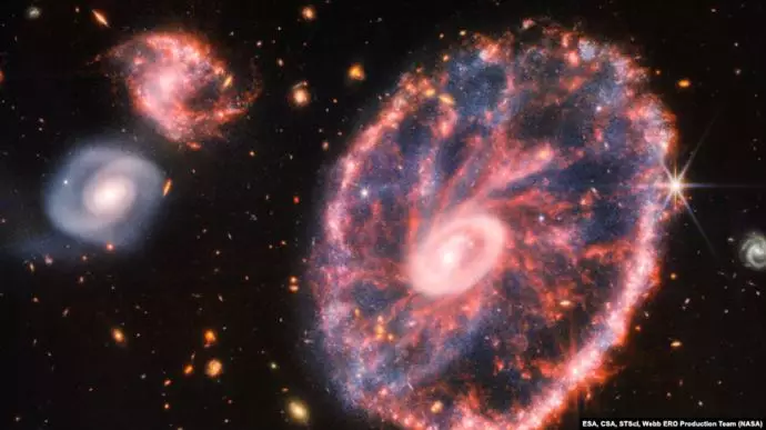 تلسکوپ جیمز وب، ارسال تصویر از «کهکشان چرخ گاری» به زمین