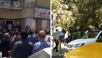 تجمع اعتراضی کارکنان وزارت نفت و بازنشستگان جلوی دفتر نماینده اراک 