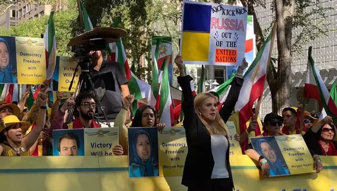 تظاهرات ایرانیان آزاده در نیویورک علیه حضور رئیسی جلاد 