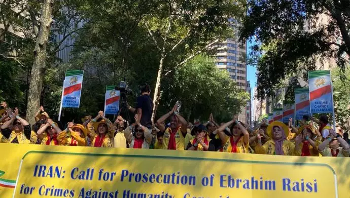 تظاهرات ایرانیان آزاده در نیویورک علیه حضور رئیسی جلاد 