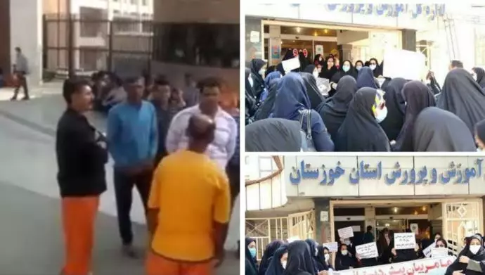 تجمع اعتراضی پیش دبستانی خوزستانی و کارکنان شهرداری کارون