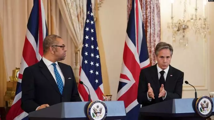آنتونی بلینکن وزیر خارجه آمریکا و جیمز کلورلی وزیر خارجه انگلستان