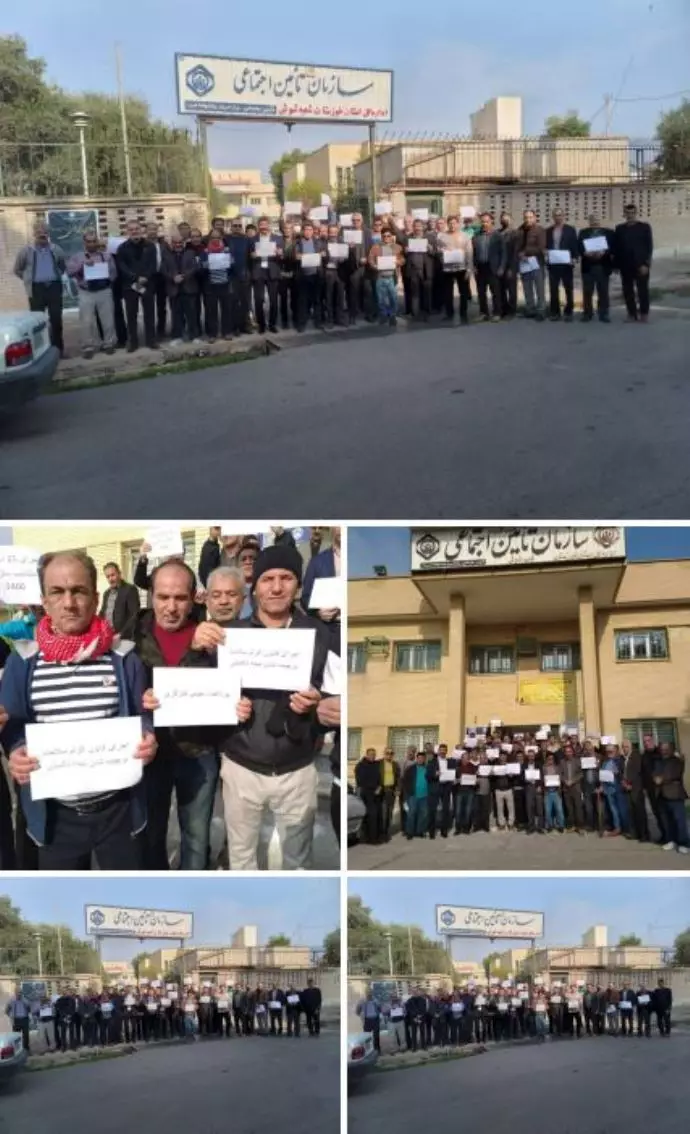 -هفت‌تپه - تجمع اعتراضی بازنشستگان هفت‌تپه و کاغذ پارس در مقابل ساختمان تأمین اجتماعی شهر شوش - ۱۸دی - 0