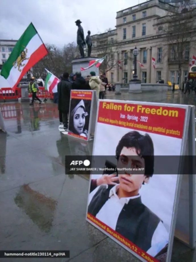 -انعکاس تصویری وایر خبرگزاری فرانسه از تظاهرات امروز ایرانیان در میدان ترافالگار لندن - 3