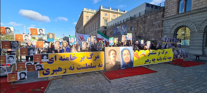 استکهلم - آکسیون ایرانیان آزاده و هواداران مجاهدین در برابر پارلمان این کشور در حمایت از قیام سراسری مردم ایران - ۱۵مهر