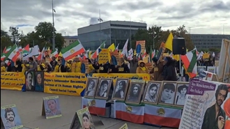 تظاهرات ایرانیان در اعتراض به واگذاری ریاست مجمع اجتماعی شورای حقوق‌بشر به نماینده رژیم ایران ـ ۱۲آبان ۱۴۰۲