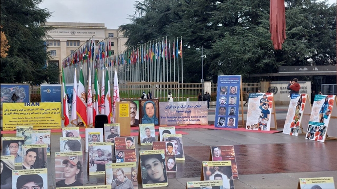 میدان ناسیون ژنو - تظاهرات ایرانیان آزاده علیه اعدام با شعار نه به اعدام و حکومت اعدامی سرنگون، سرنگون - ۱۸آذر