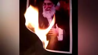 به آتش کشیدن تصاویر خامنه‌ای در چهارشنبه سوری آتشین