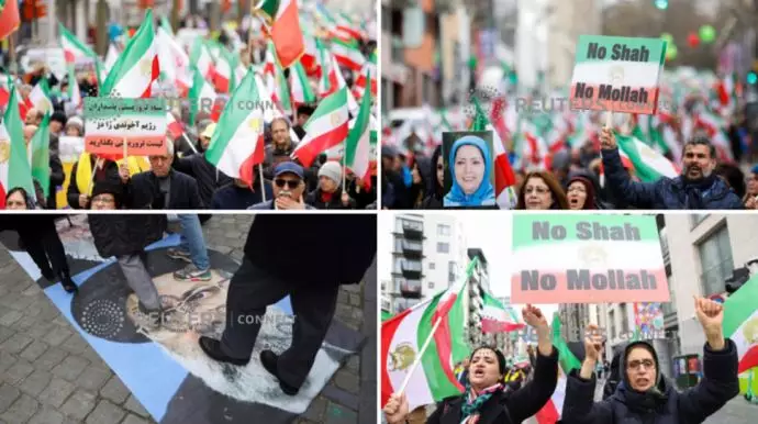 انعکاس تصویری رویترز از تظاهرات هواداران مجاهدین و شورای ملی مقاومت ایران در بروکسل