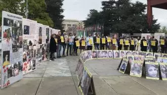 ژنو - نمایشگاه گرامیداشت شهدای قیام و اعتراض به مسمومیت دختران دانش‌آموز در سراسر کشور - میدان ناسیون - اول اردیبهشت