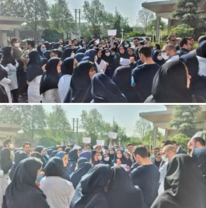-بابل - تجمع اعتراضی پرستاران بیمارستان روحانی در اعتراض به مبالغ اندک واریزی - ۱۵فروردین