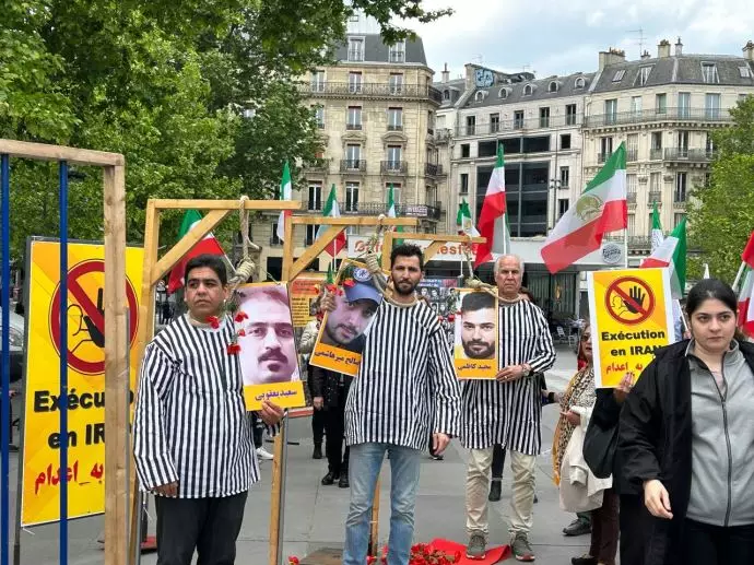 پاریس - آکسیون ایرانیان آزاده در اعتراض به اعدامهای جنایتکارانه خامنه‌ای - ۳۰اردیبهشت - 1