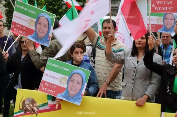 خبرگزاری اِپا: تظاهرات هواداران اپوزیسیون ایران مقابل پارلمان اروپا علیه موج اعدامها همزمان با دیدار مریم رجوی - 4