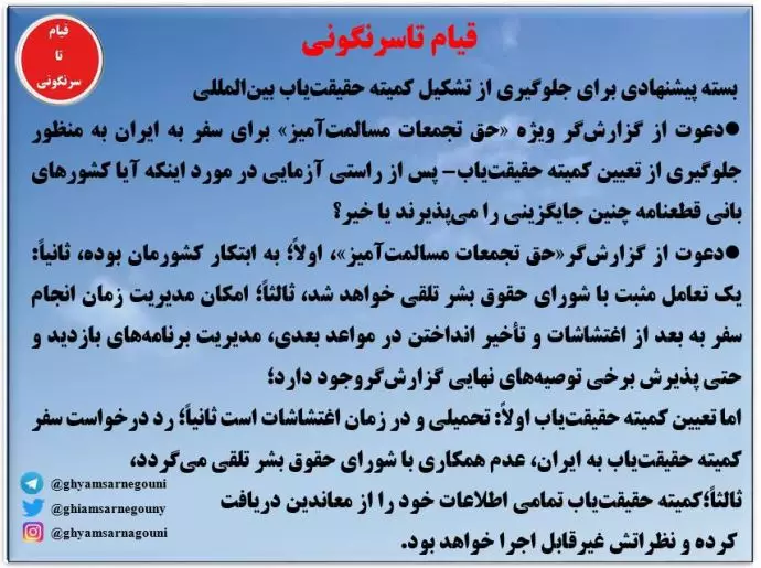 نامه خیلی محرمانه شمخانی به خامنه‌ای و رئیسی در رابطه با اقدامات پیشنهادی جهت جلوگیری از تشکیل کمیته حقیقت‌یاب در نشست ویژه شورای حقوق‌بشر - 1