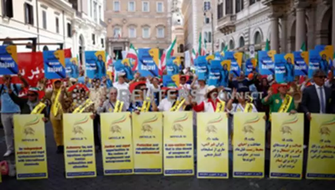 تظاهرات حامیان مقاومت ایران در ایتالیا