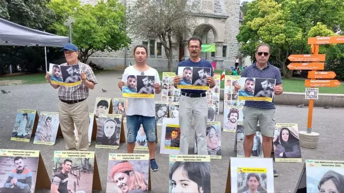زوریخ - برگزاری نمایشگاه عکس شهدای قیام در گرامیداشت یادشان توسط هواداران مجاهدین و ایرانیان آزاده - ۶مرداد - 2
