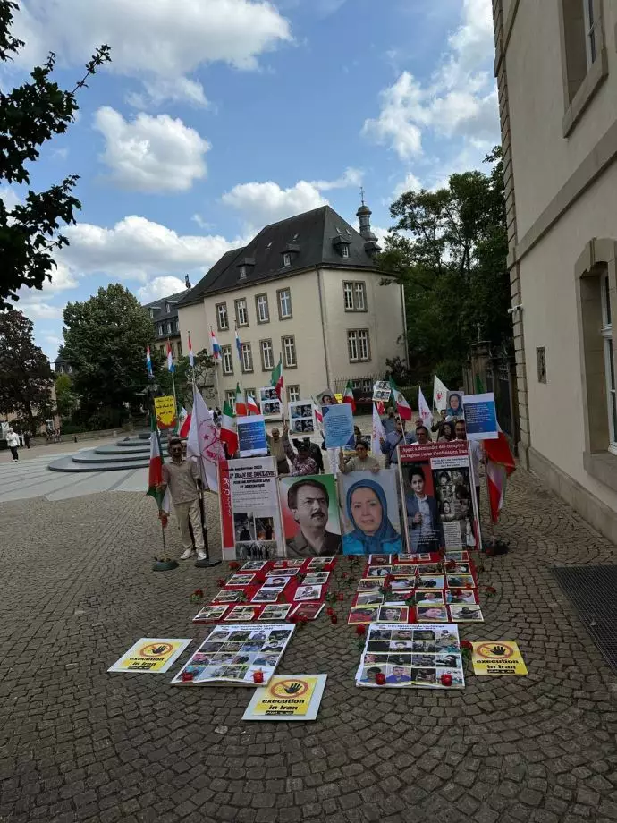 لوکزامبورگ-آکسیون هواداران مجاهدین در اعتراض به حکم جنایتکارانه اعدام زندانی سیاسی محمدجواد وفایی - 0