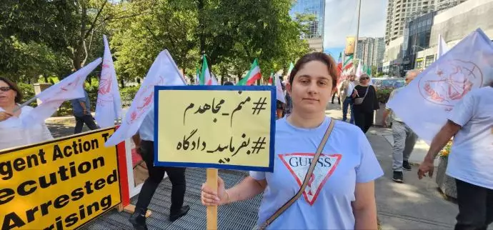 تورنتو - آکسیون ایرانیان آزاده - حمایت گسترده اشرف‌نشانها از برگزاری دادگاه بین‌المللی برای خامنه‌ای جنایتکار - ۱۴مرداد - 13