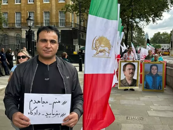 لندن - آکسیون ایرانیان آزاده - حمایت گسترده اشرف‌نشانها از برگزاری دادگاه بین‌المللی برای خامنه‌ای جنایتکار - ۱۳مرداد - 7