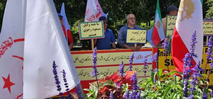 تورنتو - آکسیون ایرانیان آزاده - حمایت گسترده اشرف‌نشانها از برگزاری دادگاه بین‌المللی برای خامنه‌ای جنایتکار - ۱۴مرداد - 9