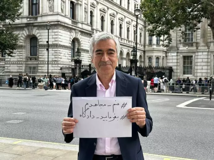 لندن - آکسیون ایرانیان آزاده - حمایت گسترده اشرف‌نشانها از برگزاری دادگاه بین‌المللی برای خامنه‌ای جنایتکار - ۱۳مرداد - 2