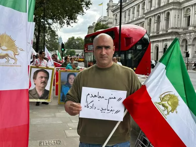 لندن - آکسیون ایرانیان آزاده - حمایت گسترده اشرف‌نشانها از برگزاری دادگاه بین‌المللی برای خامنه‌ای جنایتکار - ۱۳مرداد - 4