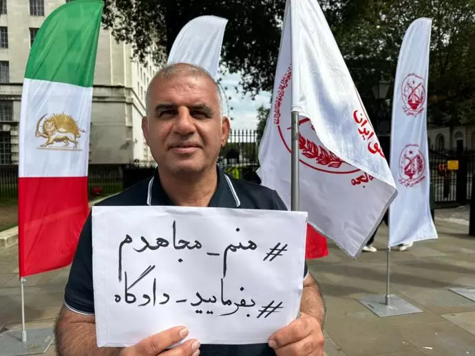 لندن - آکسیون ایرانیان آزاده - حمایت گسترده اشرف‌نشانها از برگزاری دادگاه بین‌المللی برای خامنه‌ای جنایتکار - ۱۳مرداد - 5
