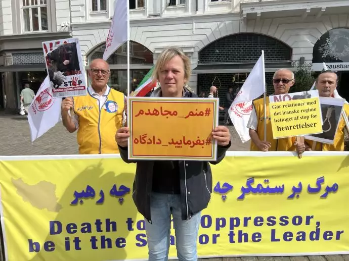 آرهوس دانمارک -آکسیون ایرانیان آزاده در حمایت از قیام سراسری و فراخوان به تشکیل دادگاه بین‌المللی برای سران رژیم - ۲۱مرداد - 7