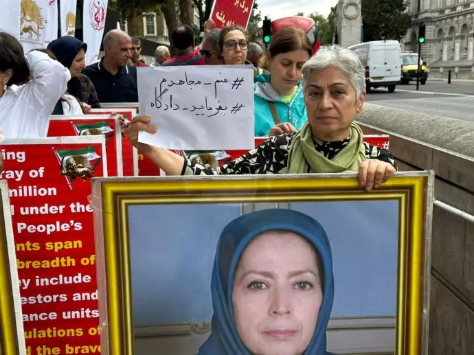 لندن - آکسیون ایرانیان آزاده - حمایت گسترده اشرف‌نشانها از برگزاری دادگاه بین‌المللی برای خامنه‌ای جنایتکار - ۱۳مرداد - 0