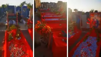 بوکان - تزئین مزار شهدای انقلاب بعد از تخریب توسط وحوش خامنه‌ای
