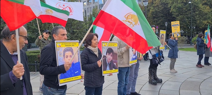 اسلو - آکسیون ایرانیان آزاده و هواداران سازمان مجاهدین خلق در همبستگی با قیام سراسری - اول مهرماه