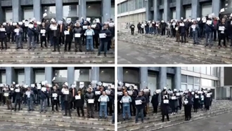 تهران - تجمع اعتراضی کارکنان قراردادی نفت مقابل وزارت نفت رژیم - ۴بهمن