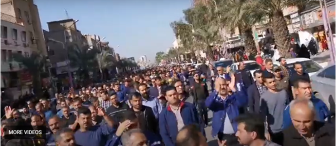 ششمین روز اعتصاب کارگران فولاد اهواز و تظاهرات آنها در مقابل استانداری خوزستان