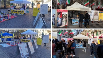 پاریس و هایدلبرگ - برگزاری میز کتاب و نمایش تصاویر شهیدان در همبستگی با قیام سراسری توسط ایرانیان آزاده - ۷بهمن