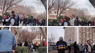 تهران - تجمع اعتراضی معلولان مقابل برنامه و بودجه آخوندها با شعار ای معلول داد بزن حقتو فریاد بزن