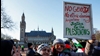 تظاهرکنندگان طرفدار فلسطین در مقابل دادگاه بین‌المللی دادگستری (ICJ) - عکس از رویترز