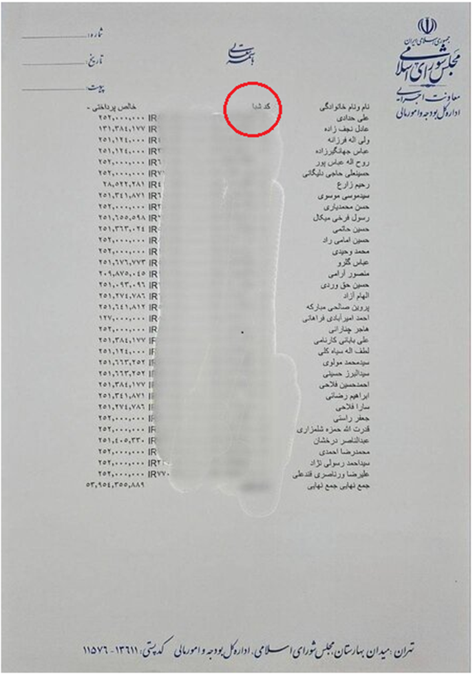 انتشار سراسیمه لیست ماستمالی شدهٔ حقوق خرداد ۱۴۰۲ نمایندگان مجلس ارتجاع