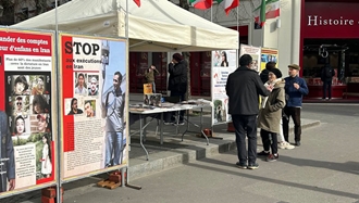 پاریس - برگزاری میز کتاب و نمایش تصاویر شهیدان در همبستگی با قیام سراسری - اول اسفند