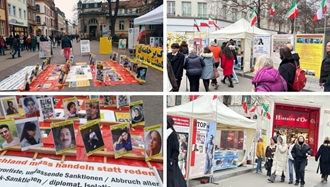 پاریس - برگزاری میز کتاب و نمایش تصاویر شهیدان در همبستگی با قیام سراسری - ۱۴بهمن
